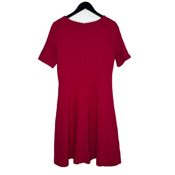 WHBM Dress Fit & Flare Red Dress Short Sleeve Scoop Neck - Picture 5 of 5
